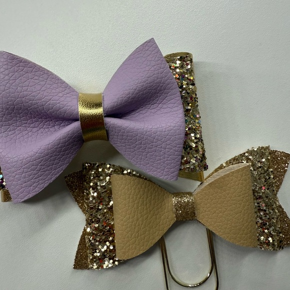 Light Purple and Gold Glitter Bow Set - Picture 1 of 2